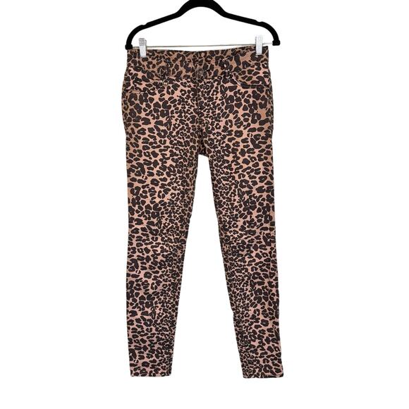 AX Armani Exchange Jeans Womens 4 Black Tan Cheetah Animal Print Low Rise Skinny - Picture 1 of 8